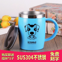 创意办公室水杯女学生可爱喝水不锈钢马克杯带盖勺咖啡杯家用杯子