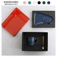 创意欧式小餐具托盘带勺点心奢华杯子下午茶咖啡杯碟套装北欧陶瓷|北欧早餐套金杯把礼盒装