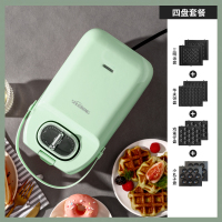 机早餐机多功能轻食机加热家用华夫饼机吐司压烤机三明治烤面包机|罗尼绿[三明治+华夫饼+鸡蛋仔+章鱼丸]