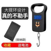 迷你称重器电子称手提电子秤充电便携式弹簧秤高精快递称小秤厨房|电池款黑+收纳袋收藏送电池
