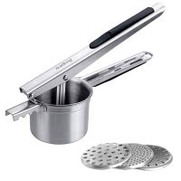 压泥器不锈钢土豆泥水器橙子器压馅挤德国304柠檬原汁机手动榨汁|鳄齿款大号3换片(黑色)