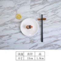 西餐盘子碟白色牛排盘浅盘子平盘10英寸12寸餐盘圆形家用菜盘陶瓷|6寸浅盘[2个装]