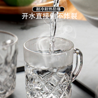 透明玻璃杯带把杯子耐热果汁啤酒水杯家用泡花茶杯套装清新女防烫