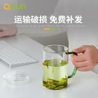 玻璃杯带把耐热透明简约牛奶杯家用客厅喝水杯绿茶杯子六只装套装