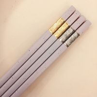 [新一代]清新天然小麦秸秆合金筷子家用高档合金筷稻谷壳筷子Y1|淡紫色金银各一双体验装 金福24cm