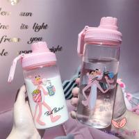 韩版ins粉红豹玻璃杯可爱便携水杯女学生杯子女儿童太空杯随手杯F4