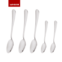 勺子不锈钢调羹成人家用汤匙宝宝吃饭勺子叉子儿童餐具套装O6|(3支主餐尖勺+2支儿童尖勺)亲子装