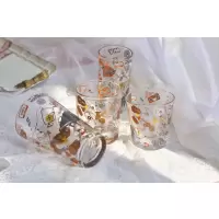 大口径牛奶原宿风ins玻璃杯子水杯乐器音符音乐印花水杯果汁杯W8