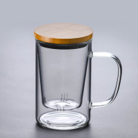 加厚带把茶水分离玻璃杯办公室耐热绿茶过滤泡茶杯家用带盖水杯子