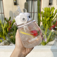 韩版吸管杯大人塑料杯子创意可爱少女学生豆豆乐水杯简约防摔便携K1