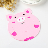 杯垫可爱卡通家用耐热防烫硅胶隔热垫锅垫碗垫盘子垫餐桌垫茶杯垫|粉猪大号[5个装]