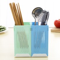 沥水筷子桶勺子置物架筷笼放筷子筒多功能塑料收纳盒J6|DIY筷子筒2只(随机颜色)