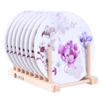 欧式田园密胺仿瓷餐垫 餐桌盘垫碗垫隔热垫耐热防烫|小雅8个+木架