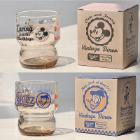 日本石塚硝子迪士尼卡通网红ins早餐玻璃杯牛奶杯复古锤目纹冷饮K8