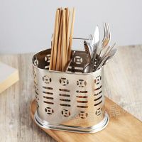 不锈钢筷子筒 筷子笼 免打孔家用两格挂式沥水筷子笼多功能餐具架A4|钱币款[不锈钢筷子笼10双楠竹筷子