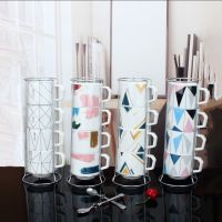 简约铁架叠叠杯陶瓷咖啡杯套装喝水杯家用马克杯牛奶杯组合陶瓷杯