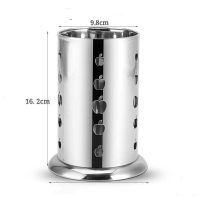 不锈钢筷子筒筷子笼陶瓷筷桶花盆笔筒挂式置物架沥水子收纳盒筷架|立式(不锈钢款)+10楠竹筷子