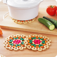 [3个装]欧式镂空竹制碗垫家居餐垫隔热垫圆形盘子竹垫花色锅L4|3个装