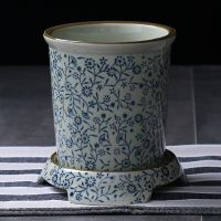 陶瓷餐具家用筷子筒 带沥水筷筒N4|吉祥花A963-6