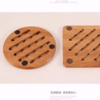 桌垫餐桌垫隔热垫杯垫加厚竹制木制餐桌防烫防滑垫子家用锅碗茶杯Y4|小圆大方2个装 送架子