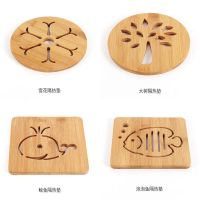 桌垫餐桌垫隔热垫杯垫加厚竹制木制餐桌防烫防滑垫子家用锅碗茶杯Y4|雪花+大树+鲸鱼+泡泡鱼 送架子