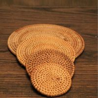 手工秋藤编杯垫套装茶垫杯托茶具 隔热垫餐桌垫养壶垫壶垫杯垫子|直径8CM单片一个