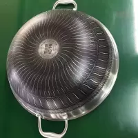 德国304不锈钢炒锅大号锅双耳锅平底锅无涂层不生锈平底锅炒菜锅I3|40cm316不锈钢材质双面屏带盖