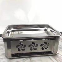 烤鱼盘长方形家用不锈钢烤鱼炉商用海鲜大咖盘木炭炉碳烤鱼专用炉|直形脚通风无抽拉款 32×22酒精炉