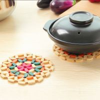 [5个装 ]镂空竹制碗垫家居餐垫隔热垫圆形盘子竹垫锅垫子餐桌垫V4|10个