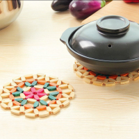 [5个装 ]镂空竹制碗垫家居餐垫隔热垫圆形盘子竹垫锅垫子餐桌垫V4|5个装