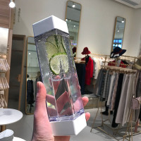 创意潮流时尚个性简约方形塑料杯子男女学生便携过滤原宿随手水杯