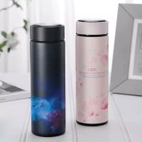 304不锈钢智能保温杯测温度显示男女士学生水杯韩版可爱直杯茶隔