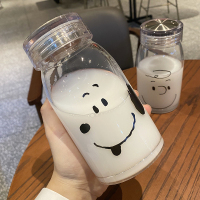 史努比杯子ins简约日系玻璃杯女便携学生水杯可爱女少女心网红杯