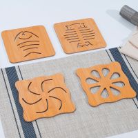 家用大号木质桌面隔热垫餐桌垫卡通防烫防滑杯垫碗垫盘垫砂锅垫子|8片锅垫 小猫