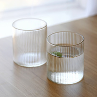 日式竖条纹玻璃杯耐热水杯茶杯酒杯咖啡牛奶杯果汁杯早餐杯家用
