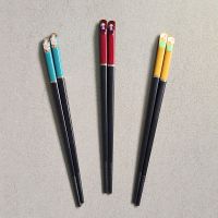 儿童合金筷子家庭区分创意家用一人一色小孩筷一家三口装可爱卡通T0|儿童短款(欢乐猫+女孩+柴犬)