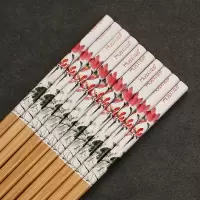 木筷子10双装家用鸡翅木红檀木高档家用原木竹筷子无漆无蜡防发|楠竹-红莲24CM 10双家庭装(买一件送一件)