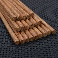 木筷子10双装家用鸡翅木红檀木高档家用原木竹筷子无漆无蜡防发|实木-鸡翅木24CM 10双家庭装(买一件送一件)