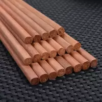 木筷子10双装家用鸡翅木红檀木高档家用原木竹筷子无漆无蜡防发|实木-红檀木24CM 10双家庭装(买一件送一件)