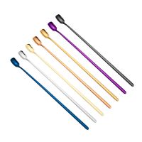 304不锈钢长柄搅拌勺小汤匙调料咖啡勺子加长创意冰勺甜品蜂蜜勺|不锈钢长柄勺(7色各1支)