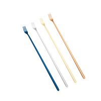 304不锈钢长柄搅拌勺小汤匙调料咖啡勺子加长创意冰勺甜品蜂蜜勺|不锈钢长柄叉(随机4色)