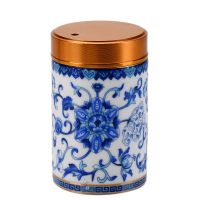 珐琅彩高档陶瓷牙签筒创意家用可爱饭店牙签盒家居饰品摆件收纳罐W2|牙签筒[青花]盖子有孔