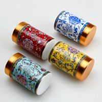 珐琅彩高档陶瓷牙签筒创意家用可爱饭店牙签盒家居饰品摆件收纳罐W2|牙签筒盖子无孔【四色】