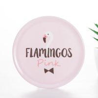 密胺仿瓷隔热垫餐桌垫碗垫子盘垫锅垫圆形家用加厚耐热防烫垫套装|粉底火烈鸟 6个+收纳架