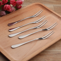 勺子创意可爱勺加厚勺不锈钢饭勺甜品勺茶勺咖啡勺套装I8|5支圆光柄水果叉