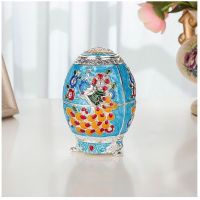 家用欧式牙签筒手压自动牙签桶餐厅茶几客厅创意牙签盒装饰摆件S5|合金款蓝底孔雀