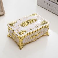 家用欧式牙签筒手压自动牙签桶餐厅茶几客厅创意牙签盒装饰摆件S5|合金款翻盖牙签/棉签盒金白