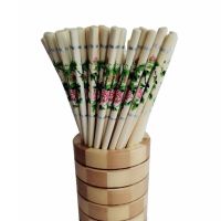 [精品印花筷]10-50双筷子 天然楠竹筷子家用筷餐具防霉碳化竹筷|[竹木筷子]30双[白色绿花]