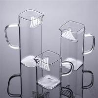 方形月牙杯 玻璃带把绿茶杯 带滤网泡茶杯 四方月牙花茶杯分茶器