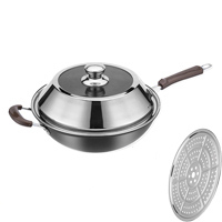 经典蜂窝炒锅炒锅不粘锅炒锅无涂层家用平底炒菜铁锅无油烟燃气电磁炉煤气灶通用厨房锅具带锅盖送木铲|32CM单耳蜂锅(整套)